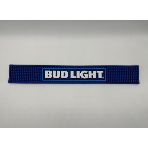 Bud Light Bar Mat Blue Rubber Barware Budweiser White Logo Anheuser Busch - Picture 2 of 8